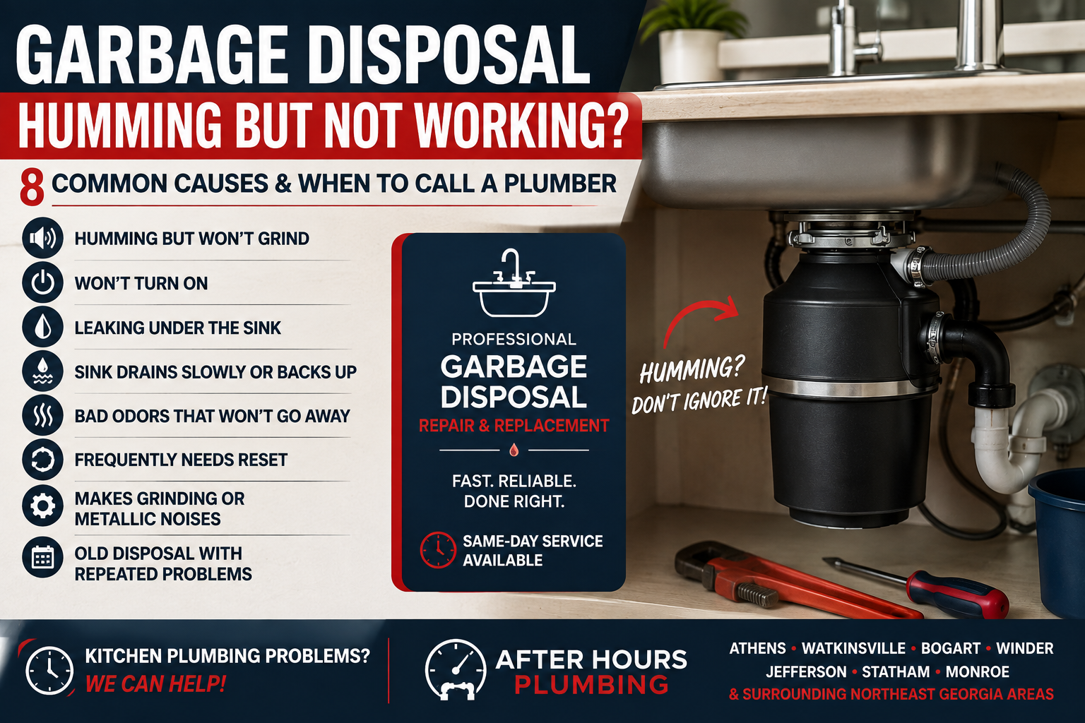 Garbage Disposal Humming But Not Working? Athens, GA Plumbing Guide