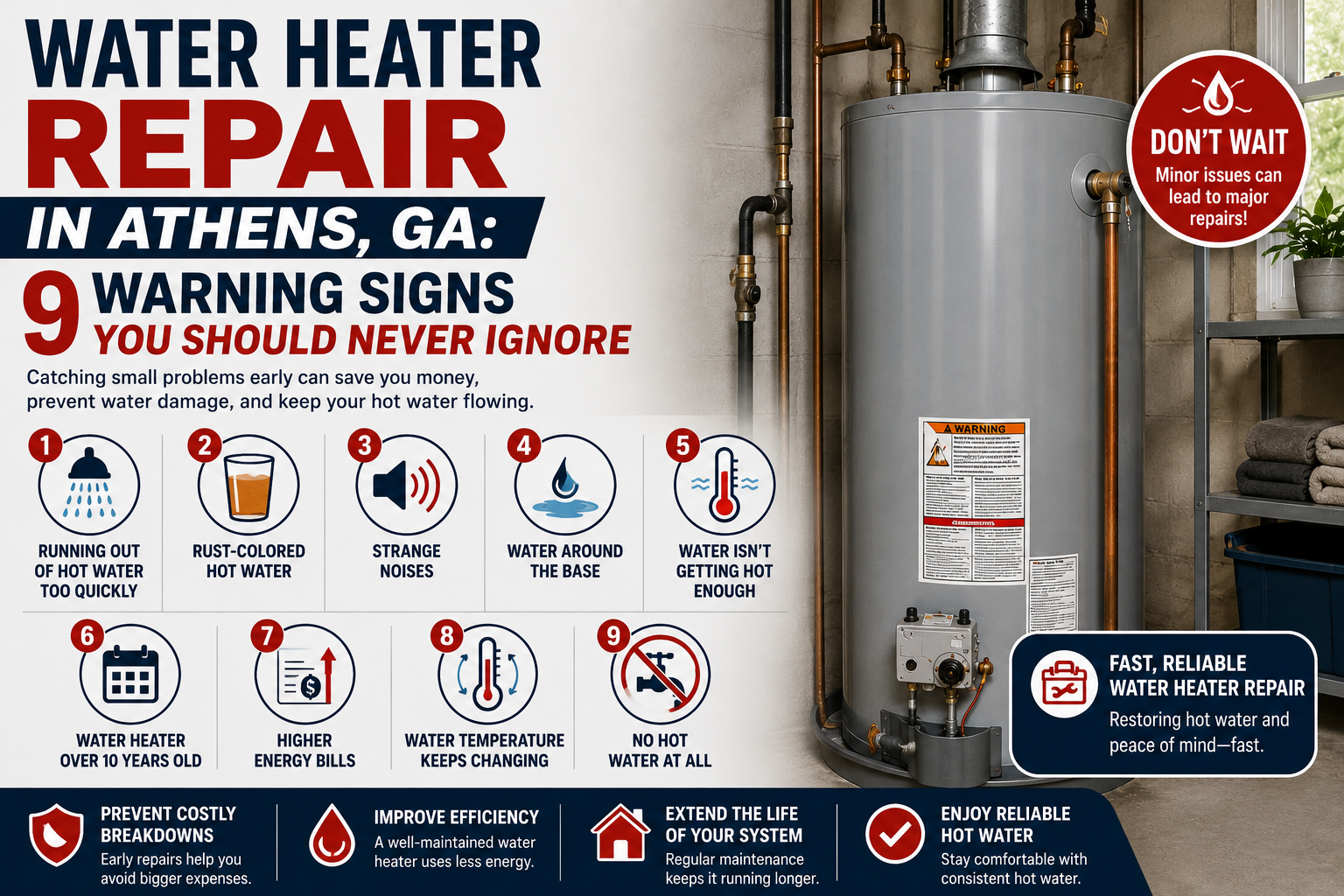 Water Heater Repair in Athens, GA: 9 Warning Signs You Should Never Ignore