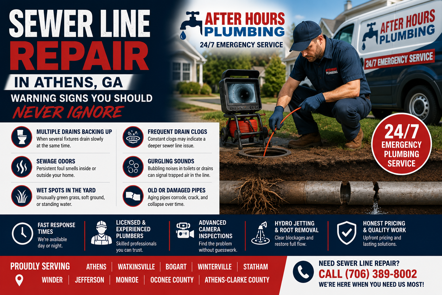 Sewer Line Repair in Athens, GA: Warning Signs You Should Never Ignore